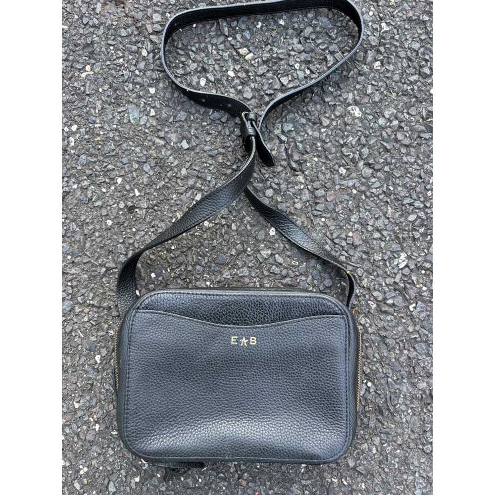 Cuyana Black Pebbled Leather Camera Bag Crossbody Tassel Gold Hardware Monogram